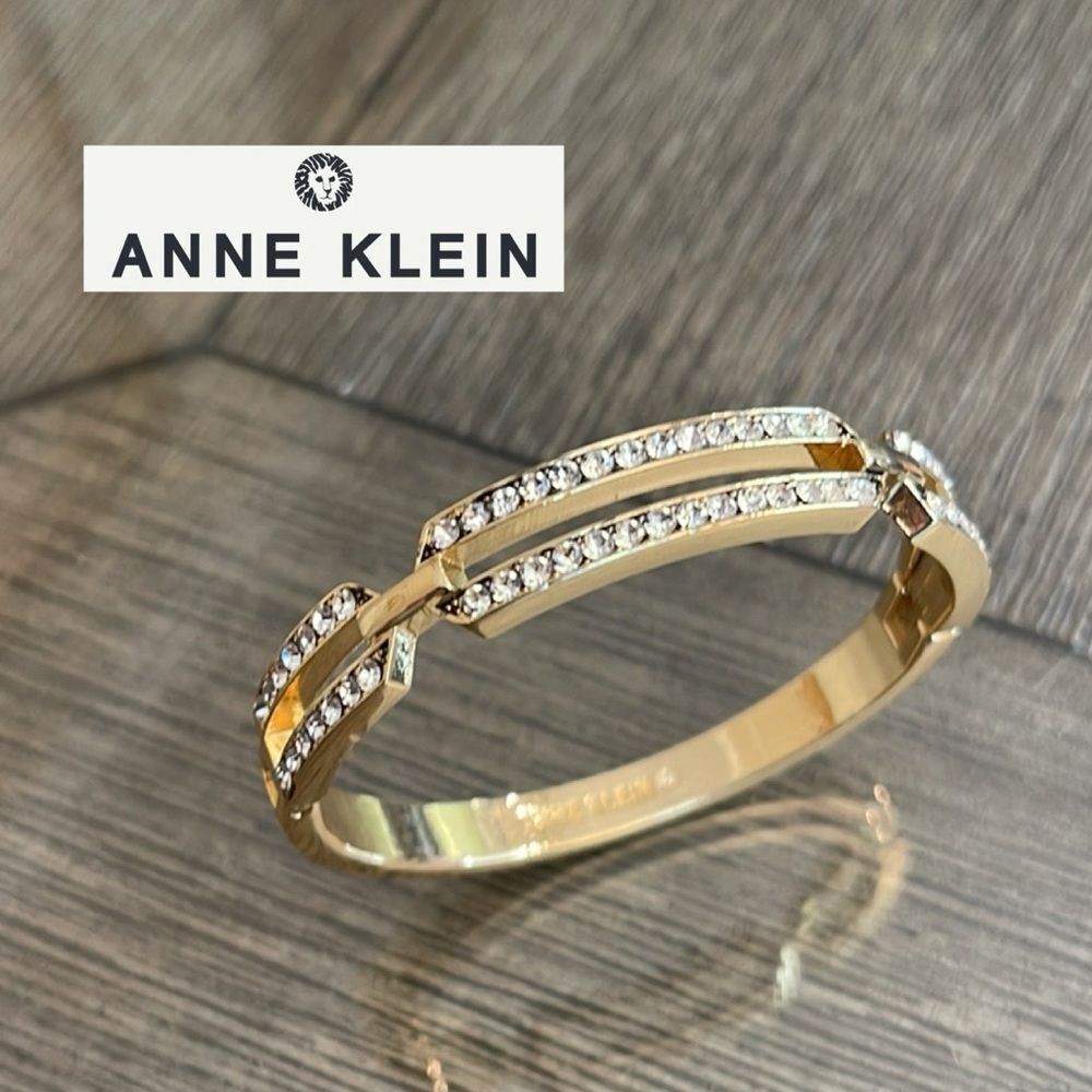 Anne Klein Gold-Tone Bangle with Rhinestones